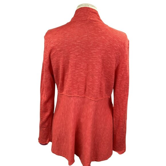 Eileen Fisher Open Front Linen Cotton Cardigan Sweater Womens PL Tangerine - Picture 4 of 10